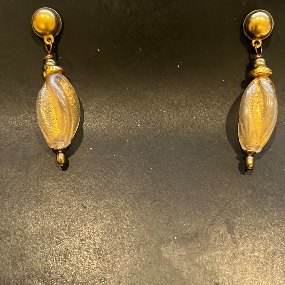 Gold and Glass Earrings